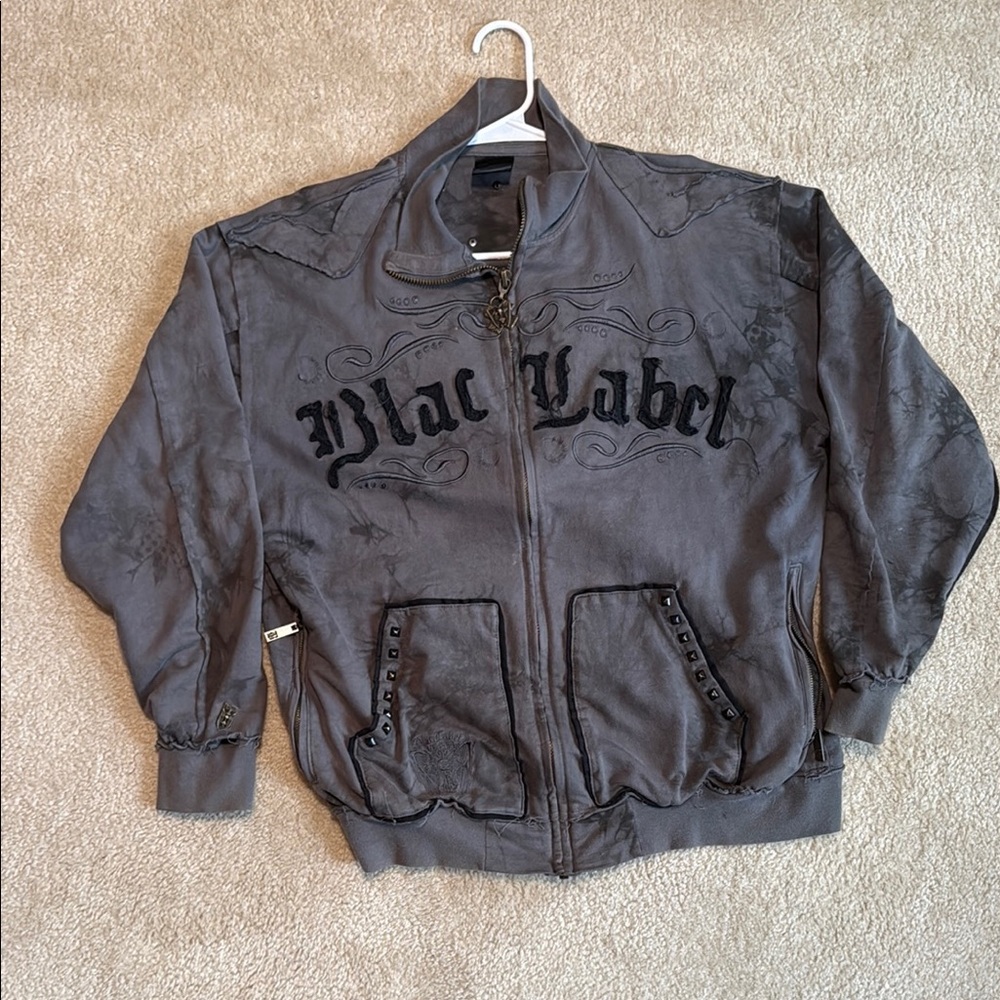 Black Label Gray Bomber Jacket Classic Streetwear